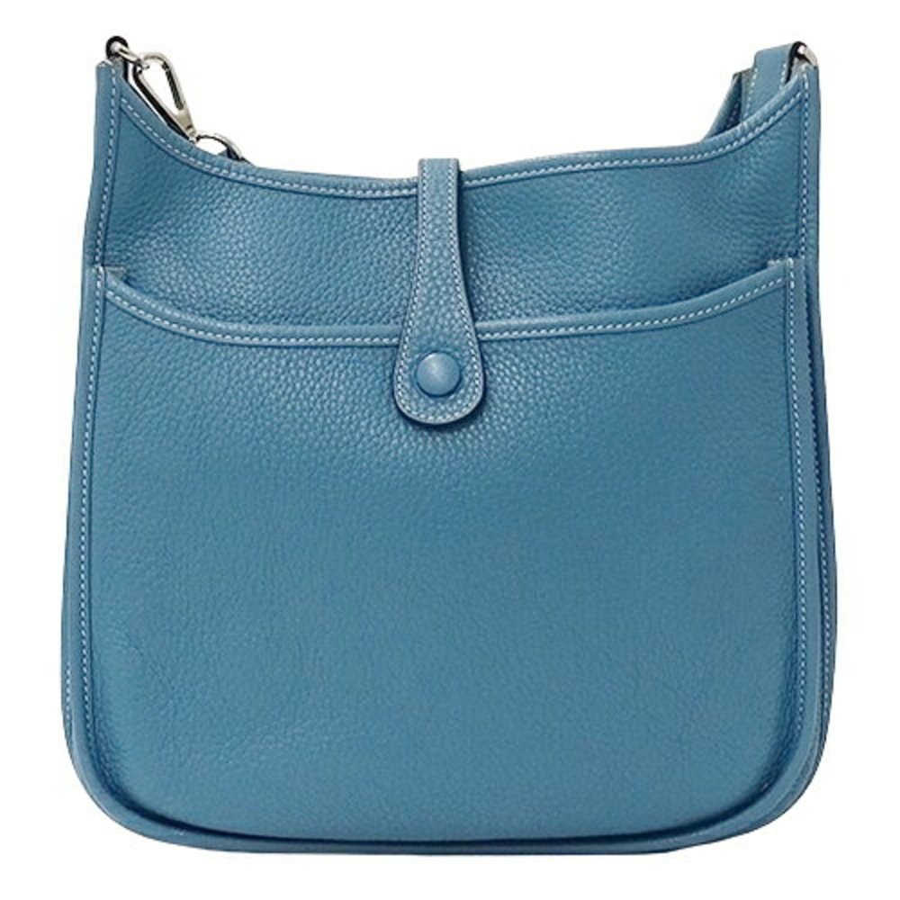 HERMES Women's Shoulder Bag Evelyn 3 PM Taurillon Clemence Blue Jean Light □N... - Picture 2 of 14